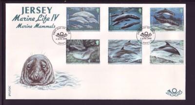 Jersey Sc 951-6 2000 marine mammals stamp set FDC
