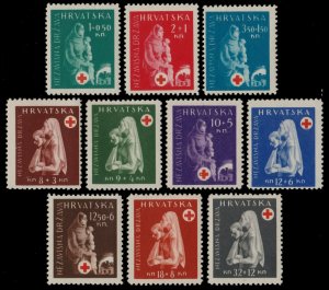 ✔️ CROATIA 1943 - RED CROSS - SC. B42/B51 ** MNH OG [CR118]