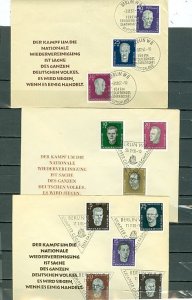 GERMANY DDR  1957 WAR NAZI VICTIMS (3) SETS FDC...CACHET