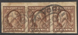 Doyle's_Stamps: Used Scott #346 Imperf Strip of 1909 Washington Definitives