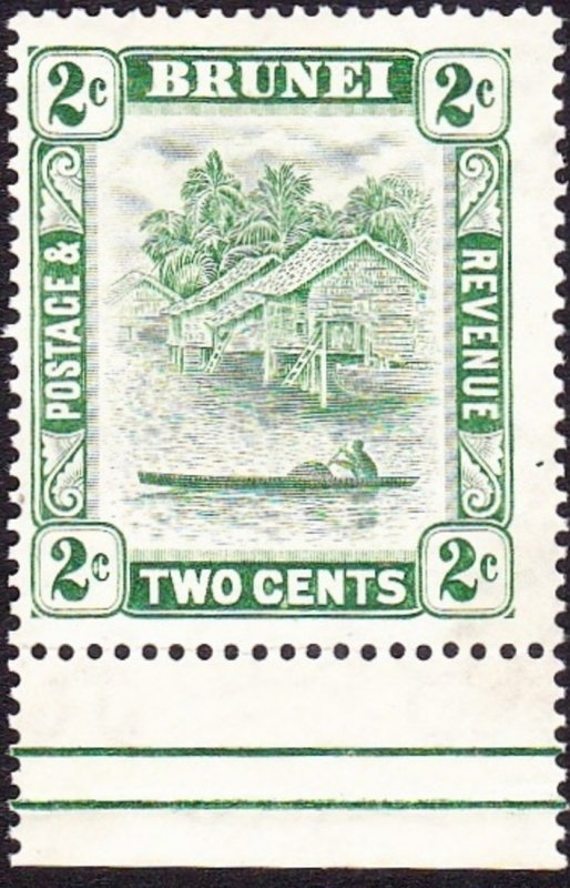 BRUNEI 1933 2c Green Gutter SG62 MH