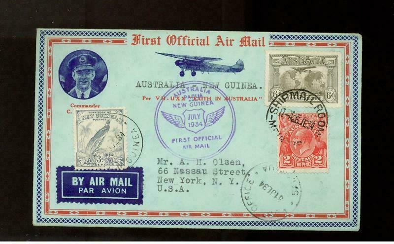 1934 Australia to New Guinea FFC First Flight Cover