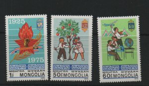 Thematic stamps MONGOLIA 1975 YOUNG PIONEERS 915/7 mint
