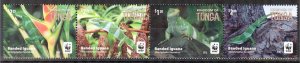 Tonga 2016 WWF Lizards Iguana set of 4 MNH