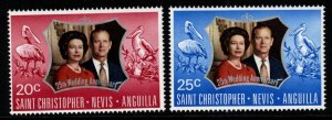 ST.KITTS-NEVIS SG256/7 1972 ROYAL SILVER WEDDING MNH