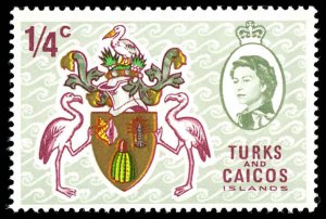 TURKS & CAICOS Sc 181 VLH -1969 ¼¢ Coat of Arms & Queen Elizabeth II -Nice Stamp
