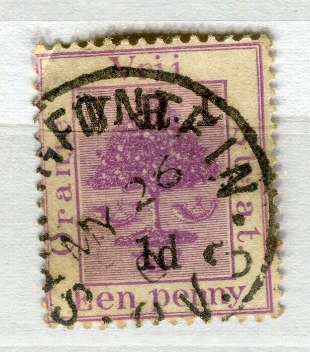 ORANGE FREE STATE; 1900 early classic QV used ' VRI 1d.' surcharged , Postmark.