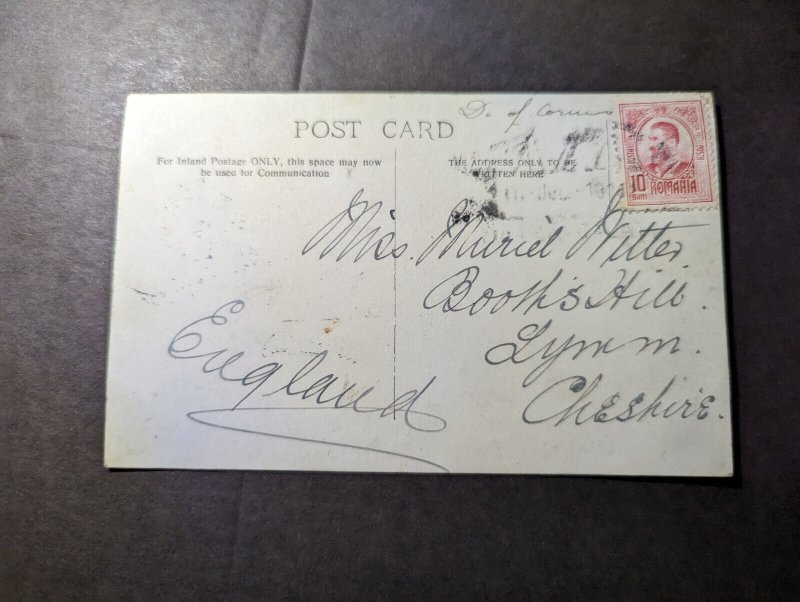 1911 Romania Ship RPPC Postcard Cover to Lynn Cheshire England