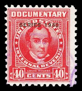 Scott R297 40c 1940 Dated Red Revenue Used Fine Cat $30