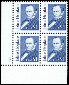 US Sc 2194 XF/MNH PLATE BLOCK -1989 $1  - Johns Hopkins