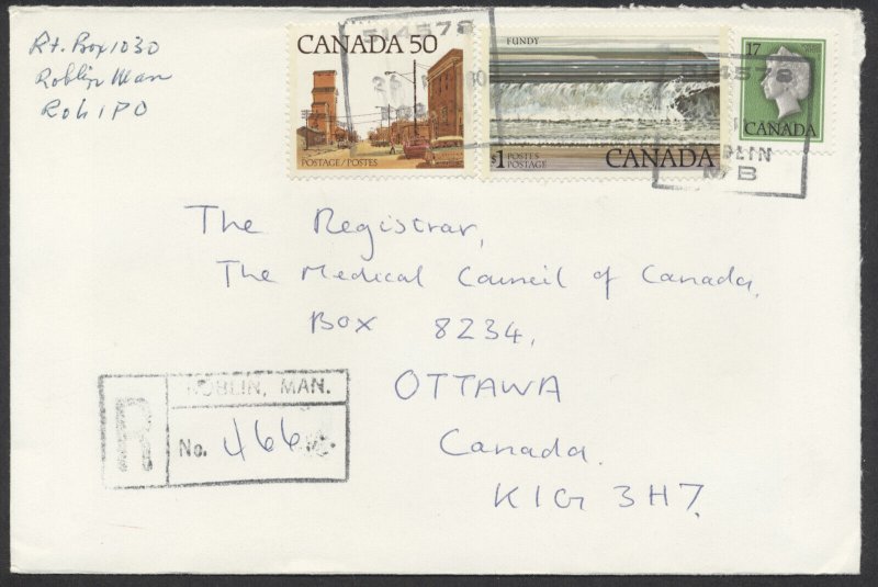 1980 Registered Cover Roblin MAN to Ottawa