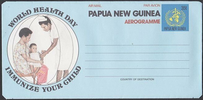 PAPUA NEW GUINEA 35t World Health Day aerogramme unused.....................L638