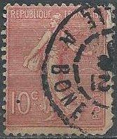 France 138 (used, pulled corner) 10c sower, rose (1903)