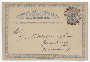 1893 Liberia postal card Monrovia to Germany [6521.33]