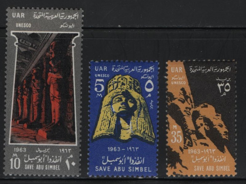 EGYPT, 590-592, (3) SET, HINGED, 1963, Queen Nafari, Great Hypostyle Hall