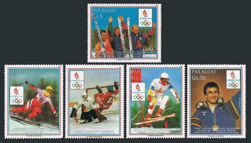 Paraguay C770-C774.MNH.Mi . Winter Olympic medalists or competitors,1988. 