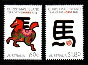 CHRISTMAS ISLAND SG776/7 2014 CHINESE NEW YEAR OF THE HORSE (60C & $1.80) MNH