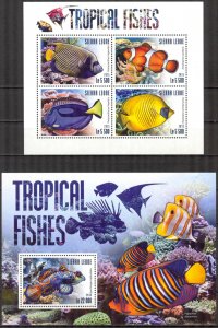 Sierra Leone 2015 Marine Life Tropical Fishes Sheet + S/S MNH