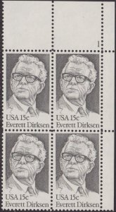 1874 Everett Dirksen Plate Block MNH