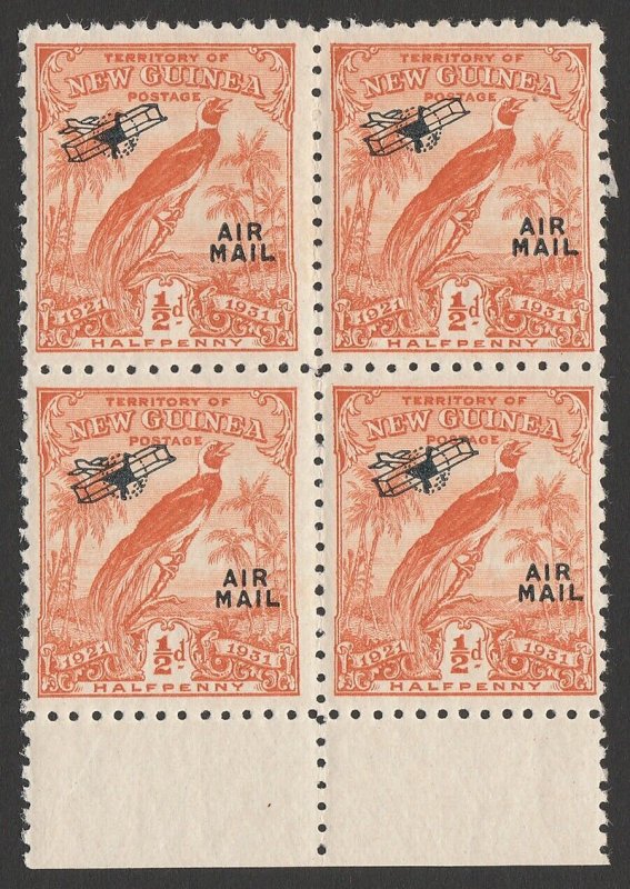 NEW GUINEA 1931 Dated Bird Airmail ½d block. MNH **.
