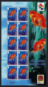 Gibraltar   #874  mnh  2001 Europa   sealife 54 p sheet of 10