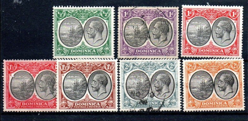 Dominica 65MH, 66U, 67MH, 68U, 69MH, 70U & 71 Mint hinged.  Short set