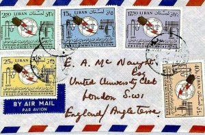 LEBANON Air Mail Cover *Telecommunications* Franking GB 1965 {samwells} CS321