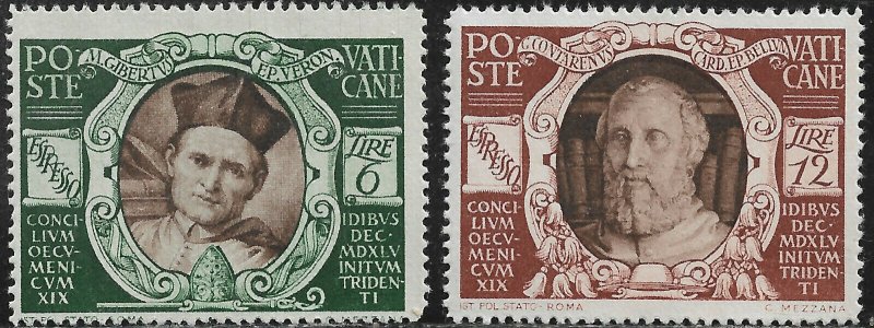 Vatican City Special Delivery Stamp Set - Scott #E9-E10/SD3 OG Mint/LH 1946