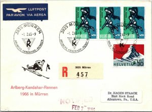 1965 Switzerland - Via Airmail - Arlberg-Kandahar-Rennen FDC- F11416