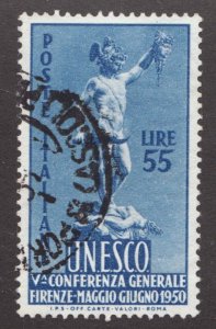 1950 Italy Sc# 534 - 55 Lire Unesco Perseus Statue - Used postage stamp Cv$16.50