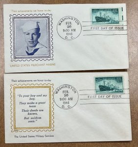 939 Lane cachet Merchant Marines in WWII FDC 1946  2 different M-7 and unlisted