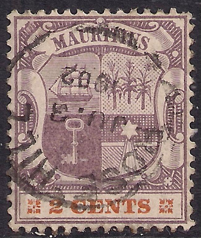 Mauritius 1895 - 99 QV 2ct Dull Purple & Orange used SG 128 ( F1349 )