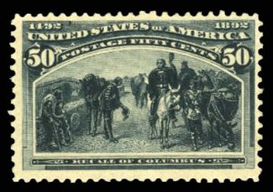 United States, 1893 Columbian Issue #240 Cat$425, 1893 50c slate blue, hinged