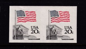 1981 Imperforate pair Sc 1895d 20c Flag Supreme Court coil error MNH (D82