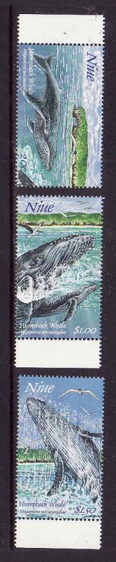 Niue-Sc#695,698,700-unused NH 1/2 set-Humpback Whales-Marine Life-1997-