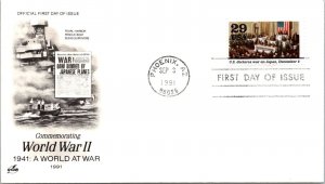 FDC 1991 SC #2559 Artcraft Cachet, War On Japan - Phoenix AZ - Single - J2685