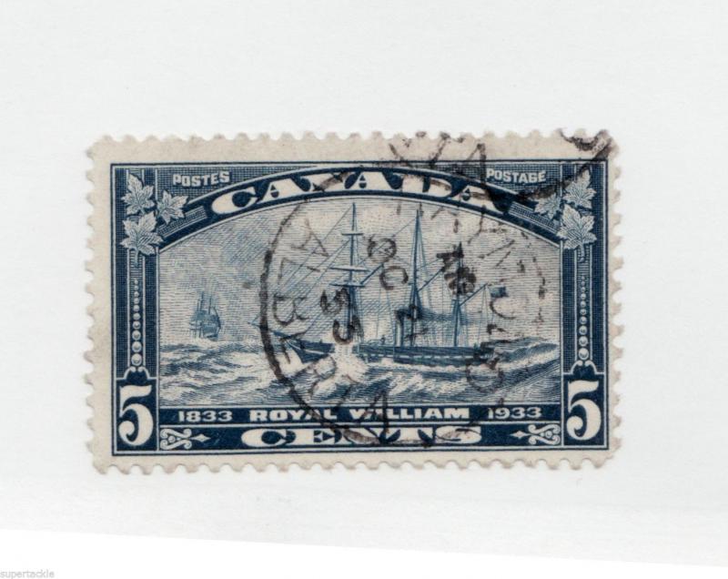 Canada 1930 #204 Θ used 5 cent Royal William sailing ship + CDS Raymond Alberta