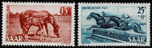 Saar 1949,Sc.#B67-8 MNH, Mare with foal,  Racehorses