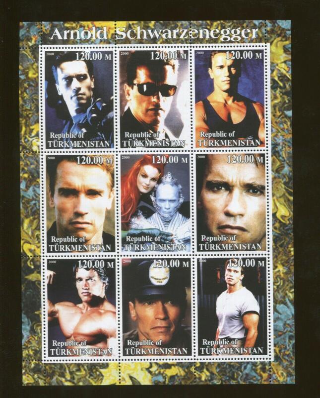 Turkmenistan Actor Arnold Schwarzenegger Commemorative Souvenir Stamp Sheet 