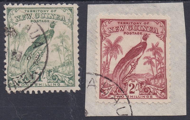 NEW GUINEA 1932 UNDATED BIRD 1/- AND 2/- USED