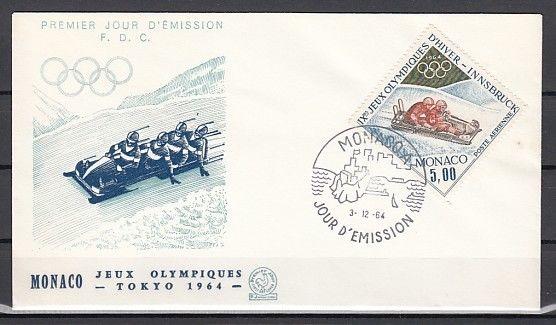 Monaco, Scott cat. C65. Innsbruck Winter Olympics issue. First day cover.