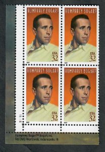 3152 Humphrey Bogart MNH plate block - LL