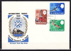 Gibraltar, Scott cat. 200-202. Tourism. Shark, Scuba Diver. First day cover. ^