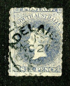 1858 South Australia Sc.# 12 used cv $40 (205 BCXX )