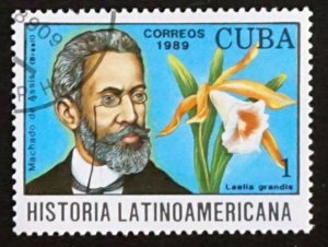 CUBA Sc# 3152  LATIN AMERICAN HISTORY-BOTANY 1c 1989 used cto