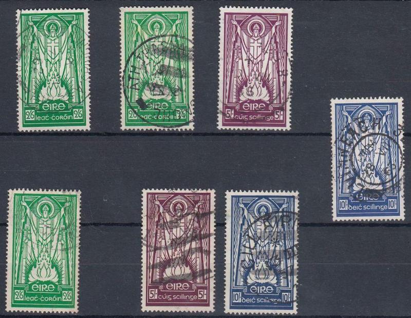 Ireland 1968 Used St Patrick SG#123b+124c+125b Doubles (7 Stamps) #A2603