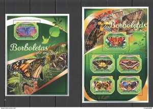 2016 Guinea-Bissau Butterflies Flora Insects Kb+Bl ** Stamps St839