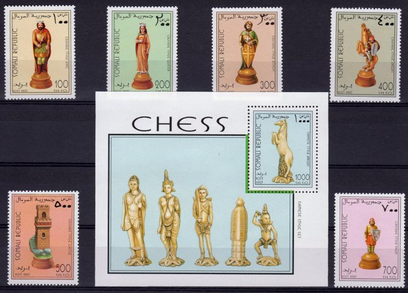 Somalia 1997 CHESS PIECES - Set (6) + 1 Souvenir Sheet MNH