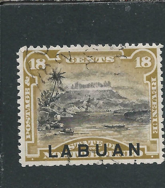 LABUAN 1894-96 18c OLIVE-BISTRE PERF 13½-14 LIGHTLY USED SG 72a CAT £70