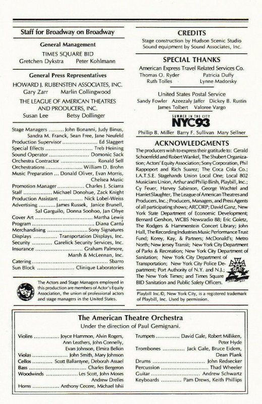 USPS 1st Day Ceremony Program #2767-2770 with #2769 Oklahoma on Playbill 1993